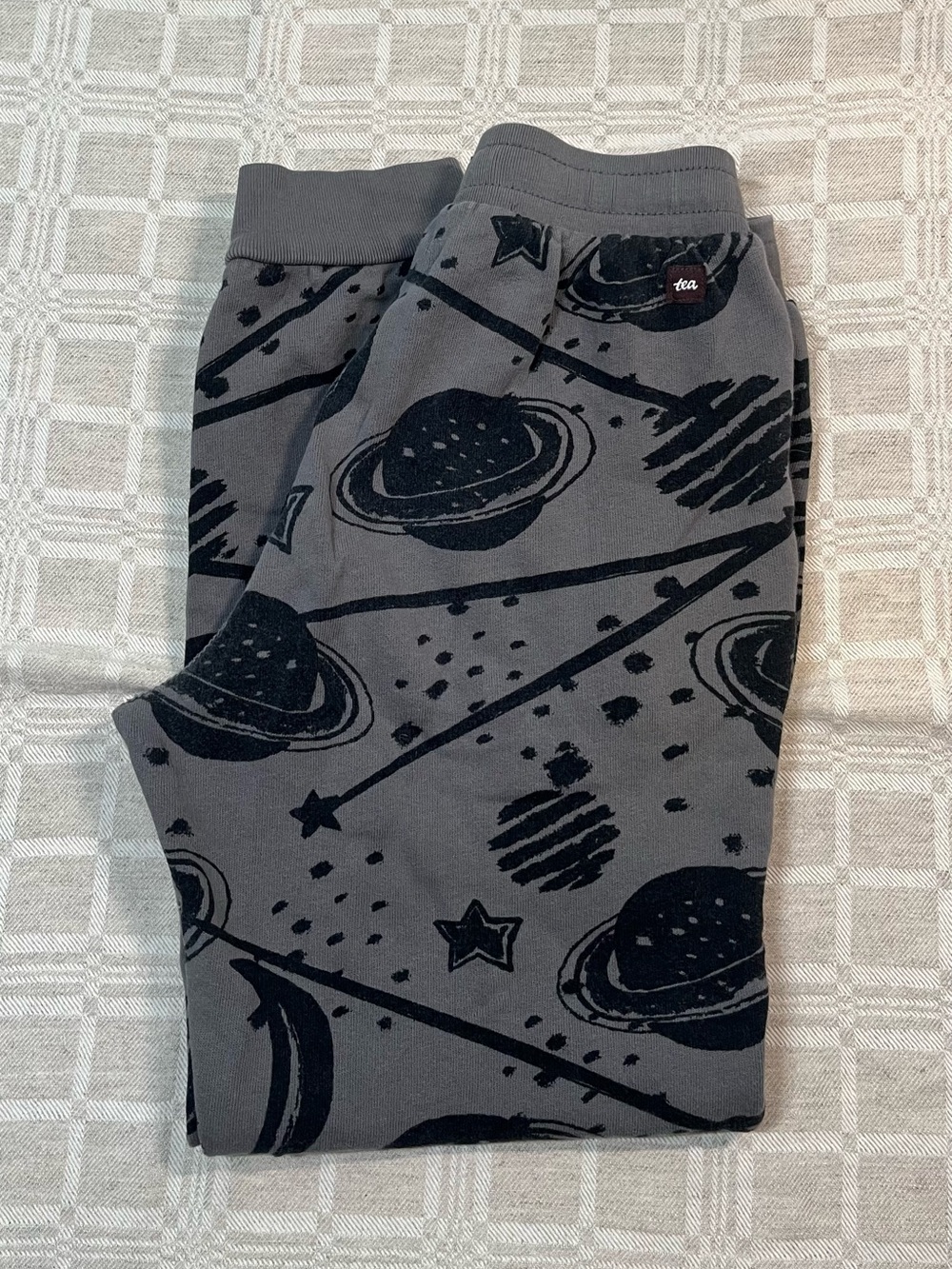 Tea Collection Gray Space Planet Jogger Pants 100% cotton size 10.